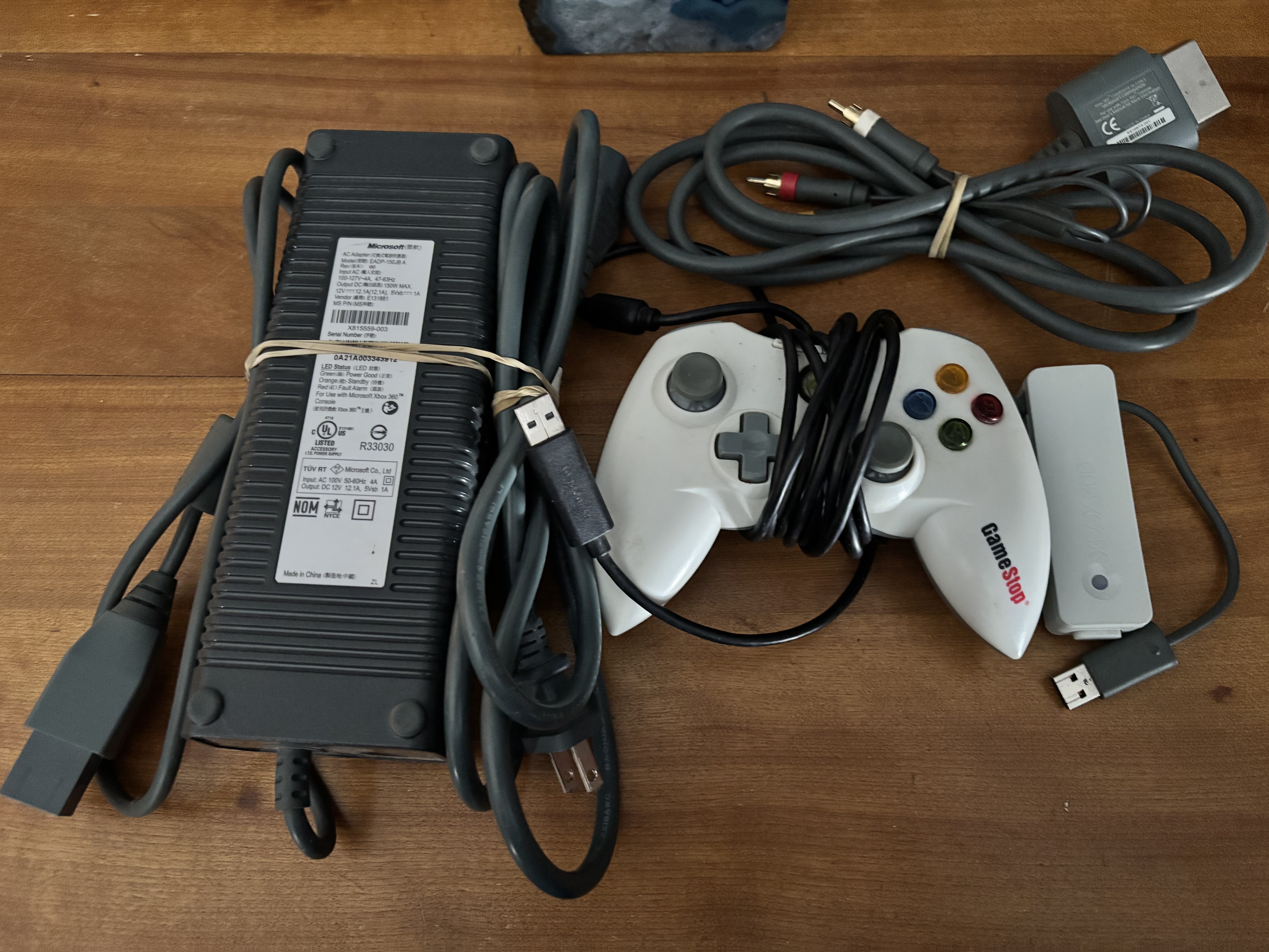Xbox 360 Accessory Bundle – Power Brick, WiFi Adapter, Controller (Untested)
