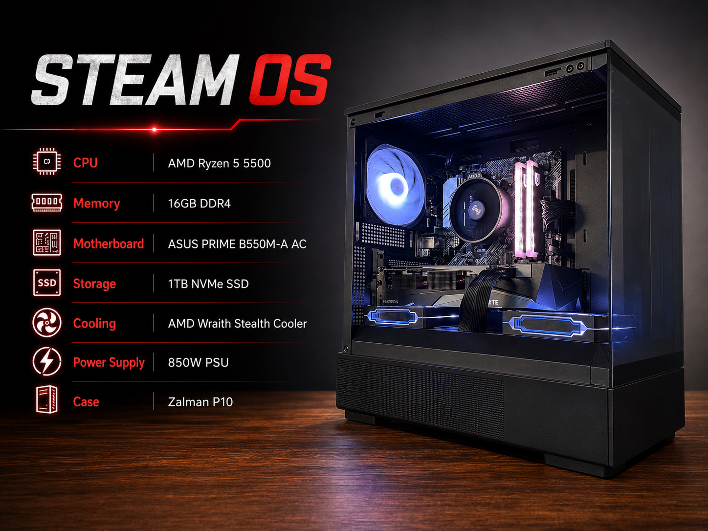 2026  # 🎮 STEAM OS | RX 6800 16GB | Ryzen 5 5500 | 16GB DDR4 | 1TB NVMe