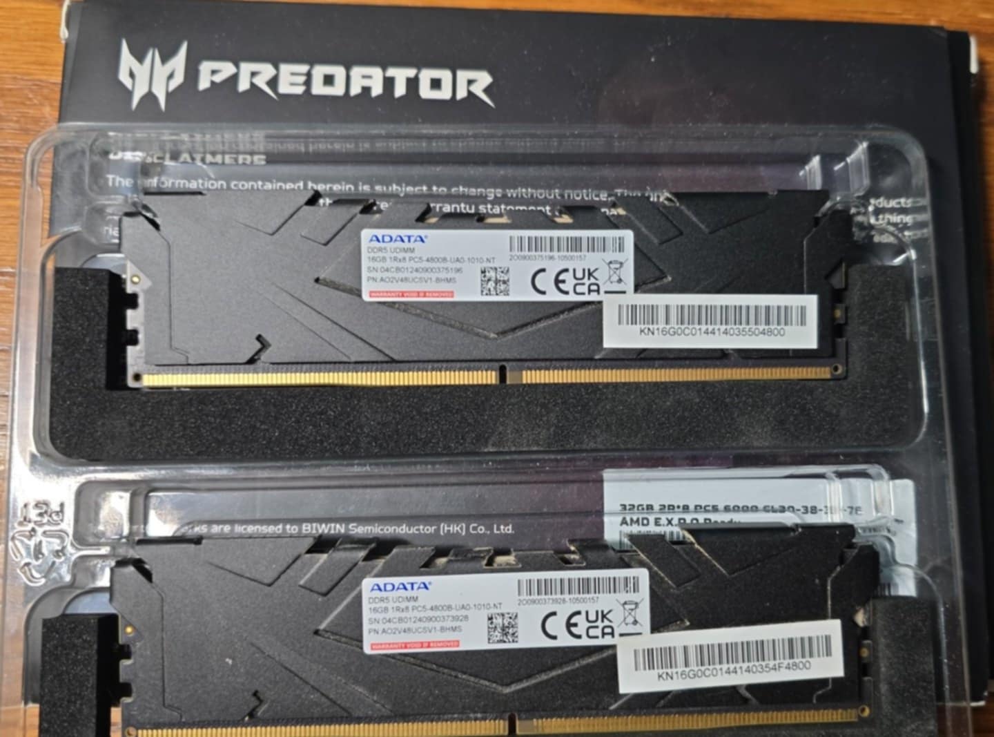 Predator 32 GB DDR5 Memory Kit 2(16) 1Rx8 PC5-4800B