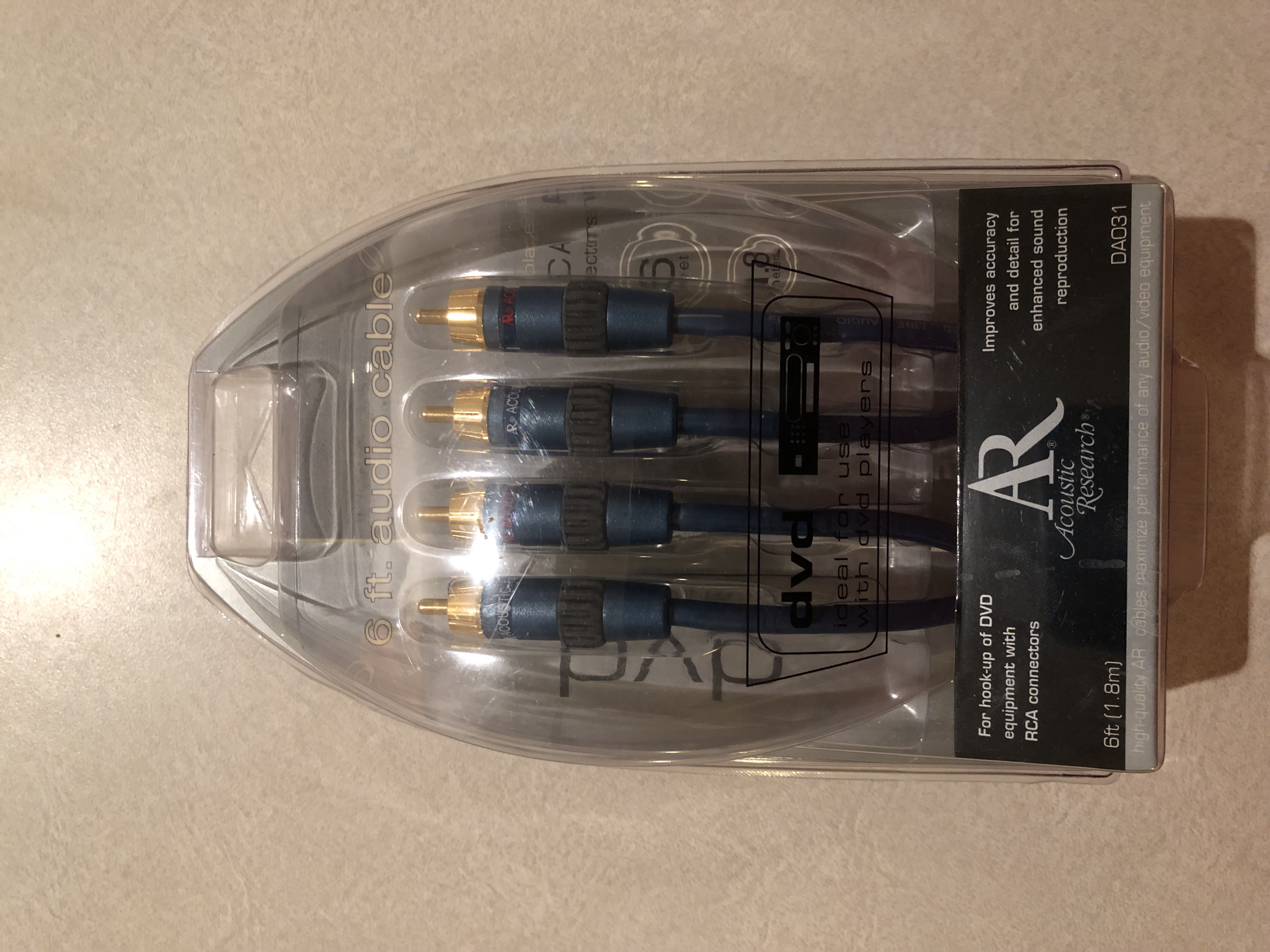 Acoustic Research Gold Plated 6Ft Audio Cable DA031 NEW